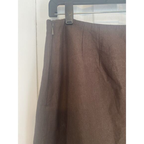 Linen Blend Skirt Brown White Lace A-Line 8 Clean Girl Ann Taylor LOFT - Picture 5 of 7